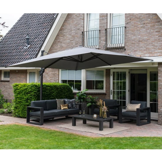 Hawo Square King Cantilever Parasol With Granite Base In Sand