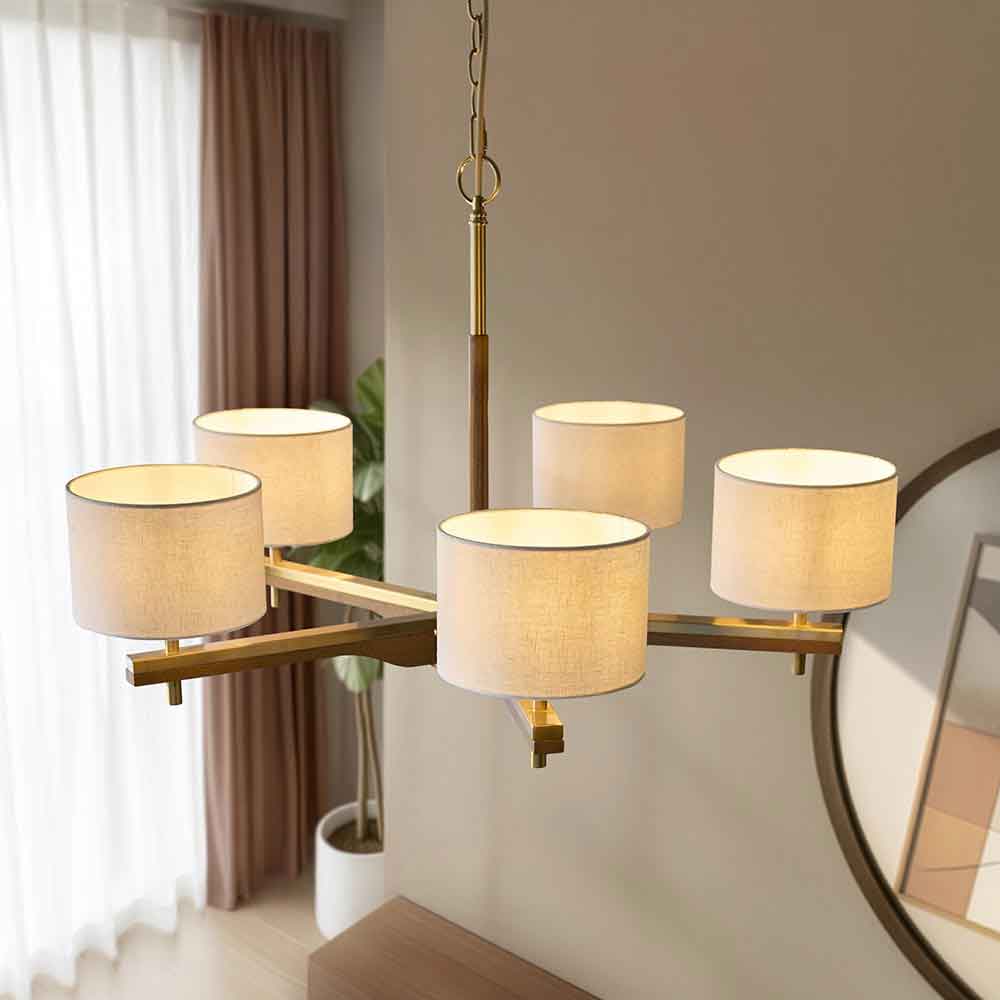 Hawthorne Metal 5 Ceiling Pendant Light in Brushed Aged Brass