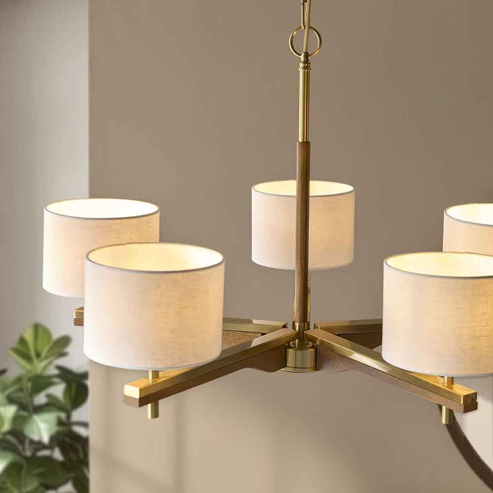 Hawthorne Metal 5 Ceiling Pendant Light in Brushed Aged Brass