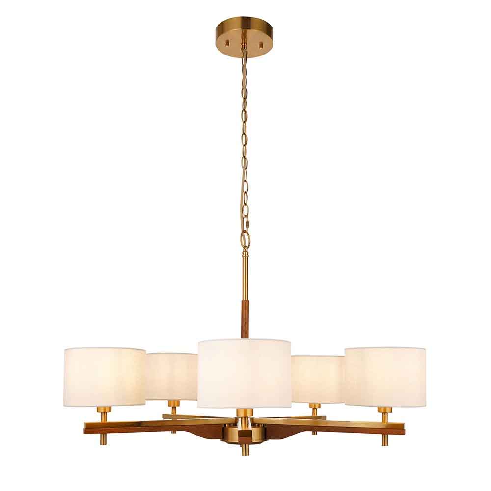 Hawthorne Metal 5 Ceiling Pendant Light in Brushed Aged Brass