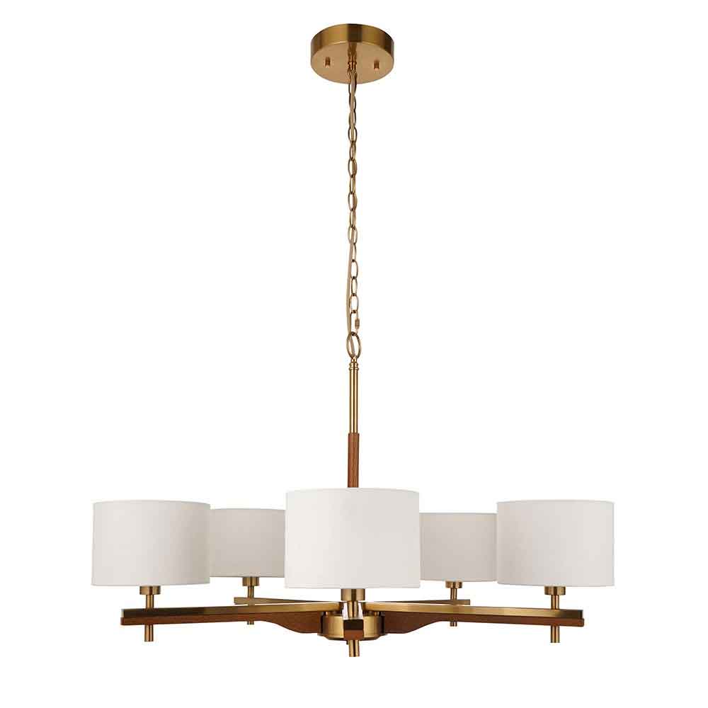 Hawthorne Metal 5 Ceiling Pendant Light in Brushed Aged Brass
