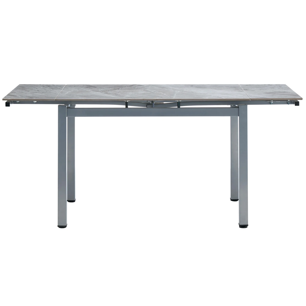Haximo Stone Effect Tabletop Extending Dining Table with Grey Metal Frame