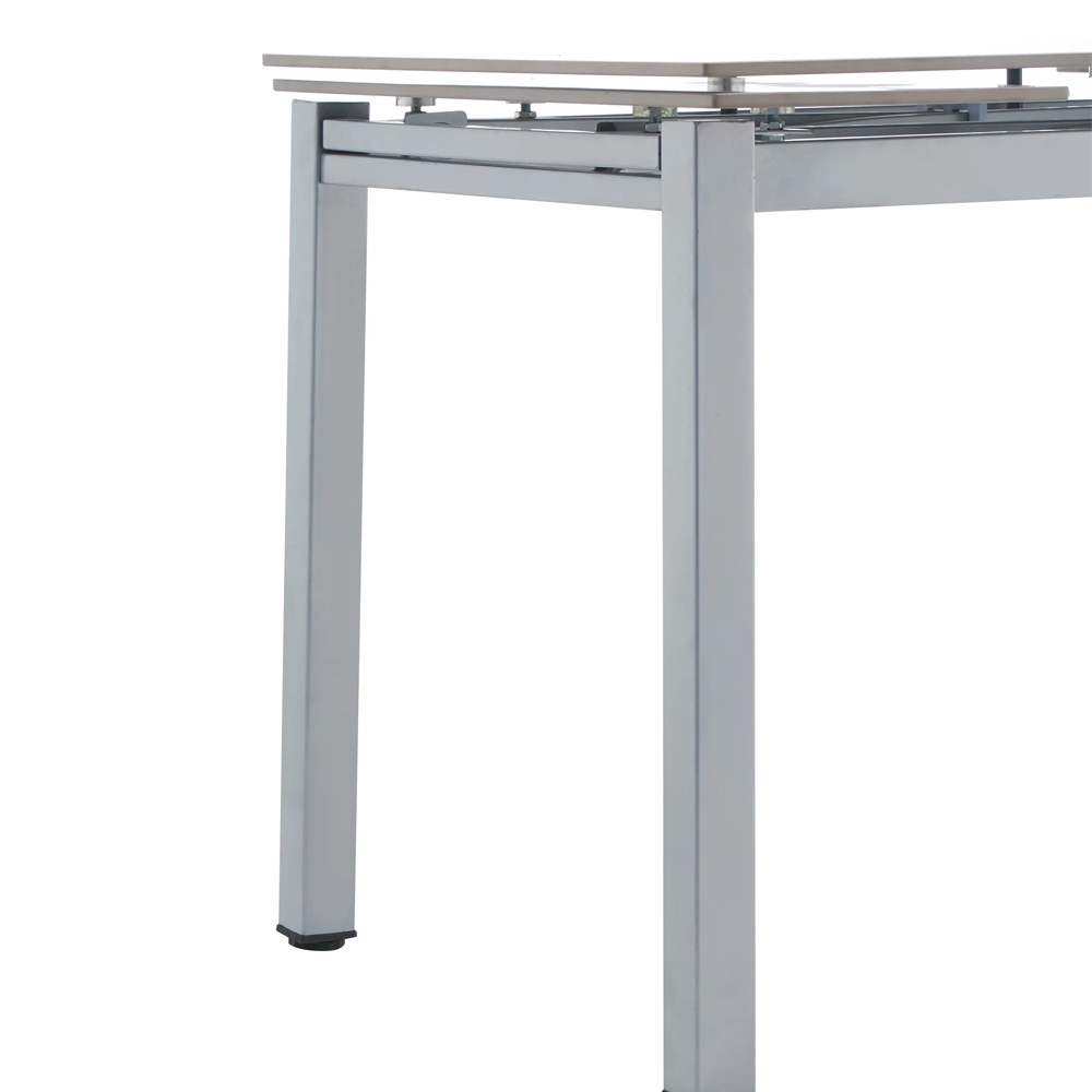 Haximo Stone Effect Tabletop Extending Dining Table with Grey Metal Frame