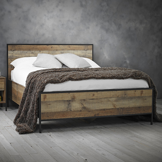 Read more about Haxtun wooden double bed in distressed oak