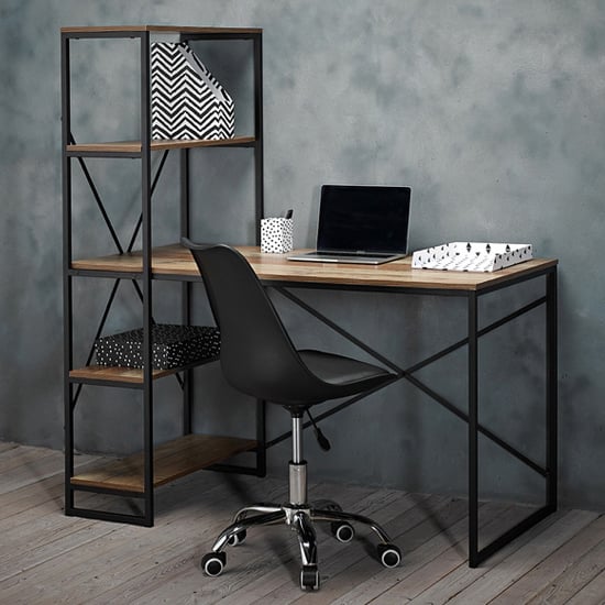 Read more about Haxtun wooden laptop desk with 4 shelves in oak