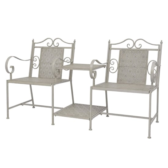 Product photograph of Hayat Steel 2 Seater Garden Seating Bench In Grey from Furniture in Fashion
