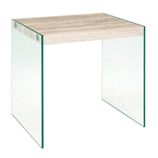 Photo of Hayden large wooden side table in light oak with glass sides