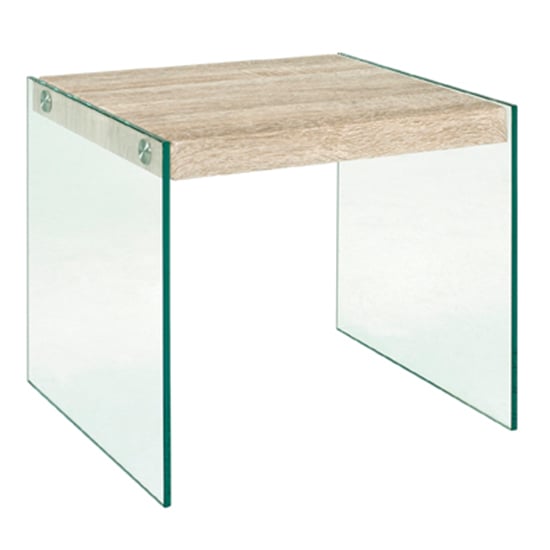 Read more about Hayden small wooden side table in light oak with glass sides