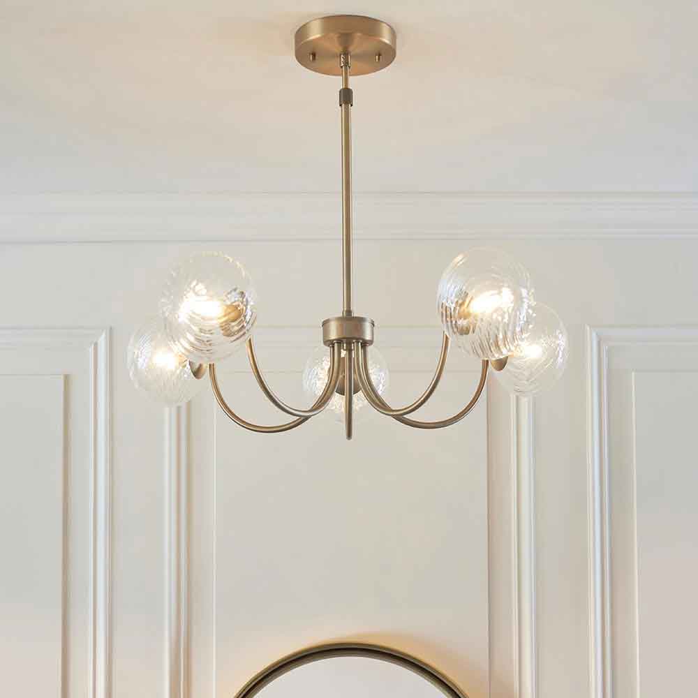 Haydon Metal 5 Ceiling Pendant Light in Warm Antique Brass