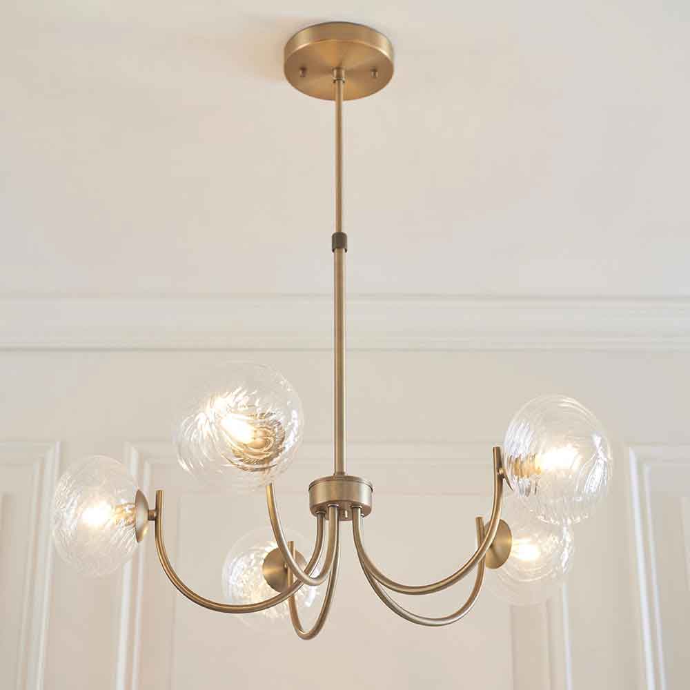 Haydon Metal 5 Ceiling Pendant Light in Warm Antique Brass