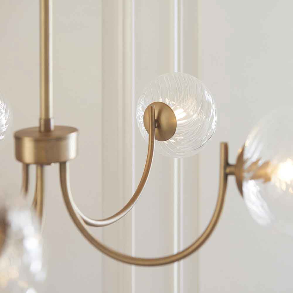 Haydon Metal 5 Ceiling Pendant Light in Warm Antique Brass