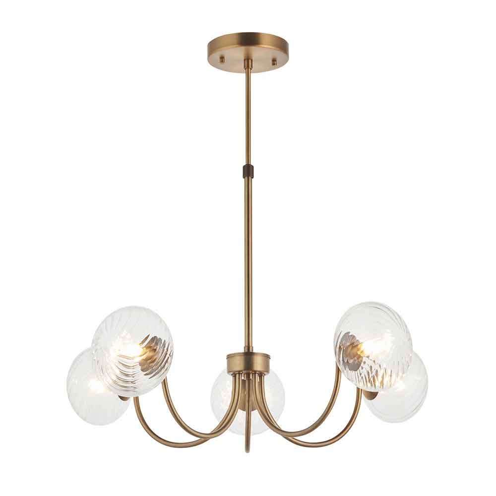 Haydon Metal 5 Ceiling Pendant Light in Warm Antique Brass