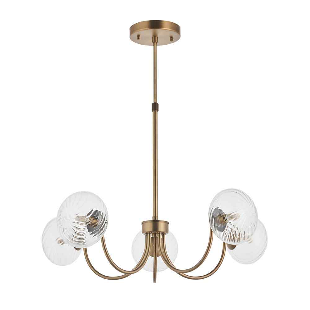 Haydon Metal 5 Ceiling Pendant Light in Warm Antique Brass
