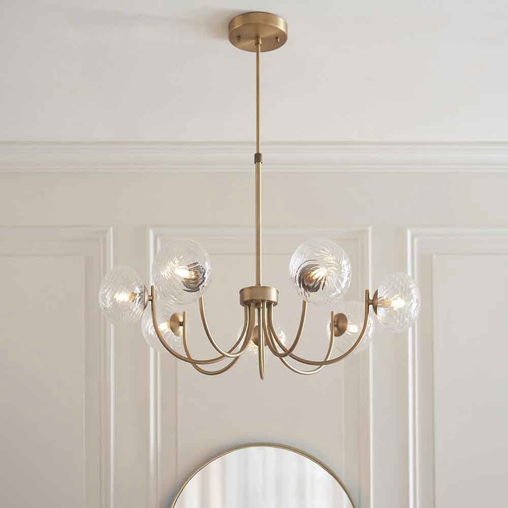 Haydon Metal 7 Ceiling Pendant Light in Warm Antique Brass