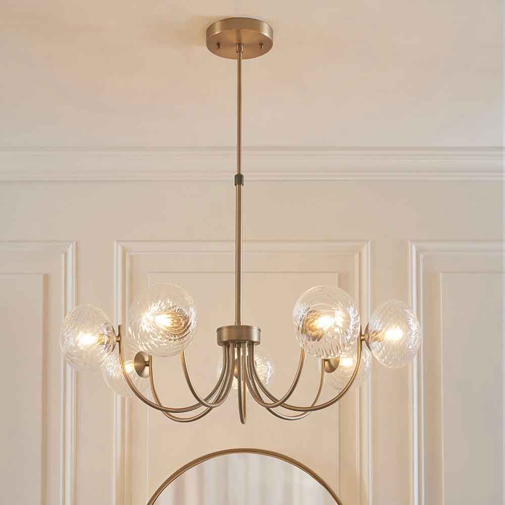 Haydon Metal 7 Ceiling Pendant Light in Warm Antique Brass