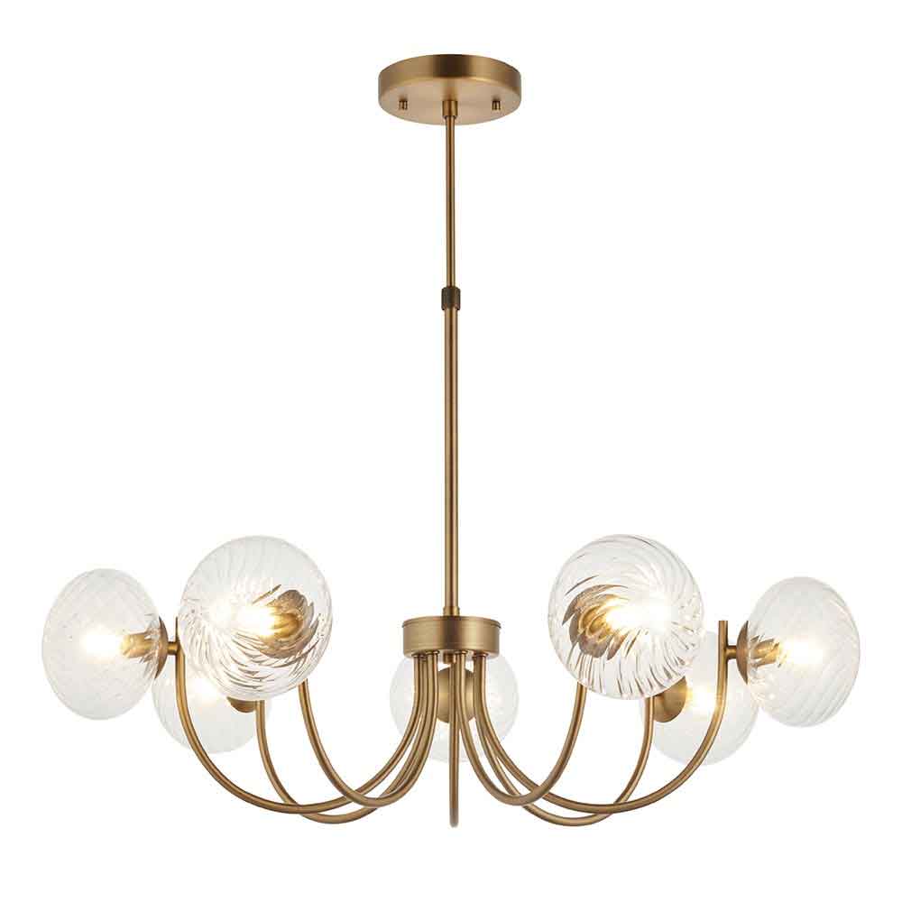 Haydon Metal 7 Ceiling Pendant Light in Warm Antique Brass