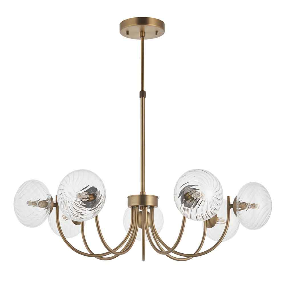 Haydon Metal 7 Ceiling Pendant Light in Warm Antique Brass