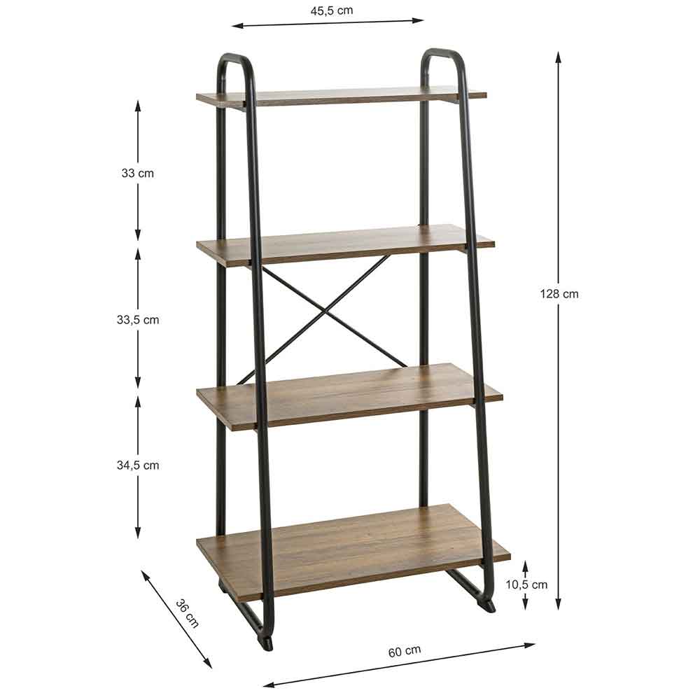 Hayesville Bookcase With 4 Shelfs In Black And Oak