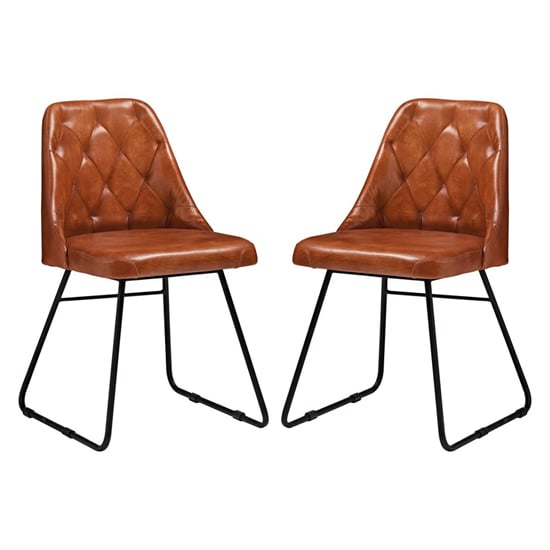 Hayton Bruciato Genuine Leather Dining Chairs In Pair_1