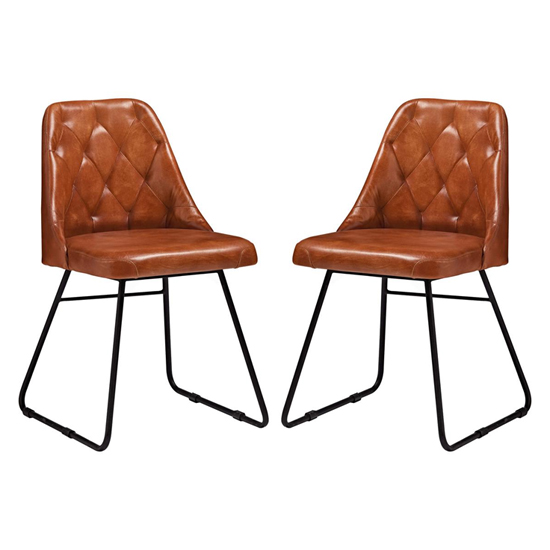 Read more about Hayton bruciato genuine leather dining chairs in pair