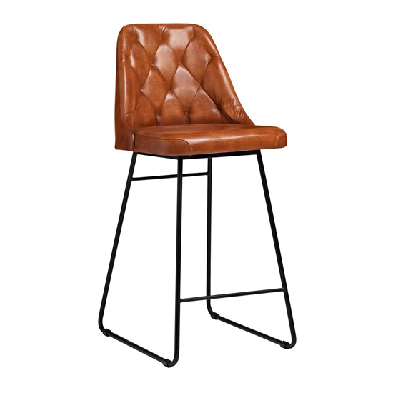 Product photograph of Hayton Genuine Leather Bar Stool In Bruciato from Furniture in Fashion