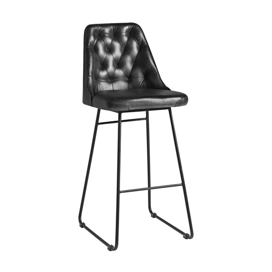 Photo of Hayton genuine leather bar stool in vintage black