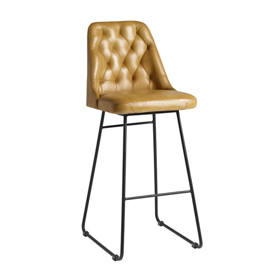 Photo of Hayton genuine leather bar stool in vintage gold