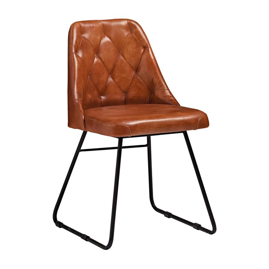 Hayton Genuine Leather Dining Chair In Bruciato
