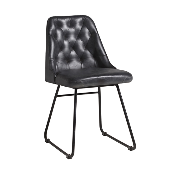 Photo of Hayton genuine leather dining chair in vintage black