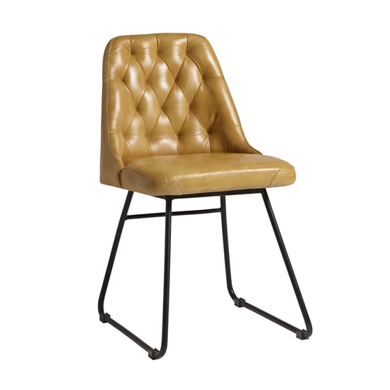 Hayton Genuine Leather Dining Chair In Vintage Gold_1