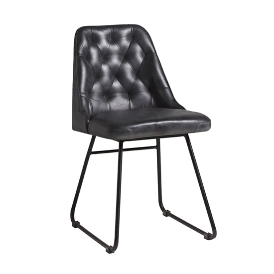 Hayton Vintage Black Genuine Leather Dining Chairs In Pair_2