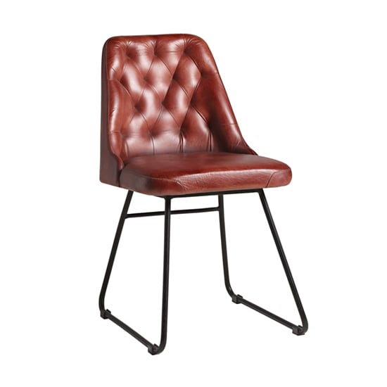 Hayton Vintage Red Genuine Leather Dining Chairs In Pair_2