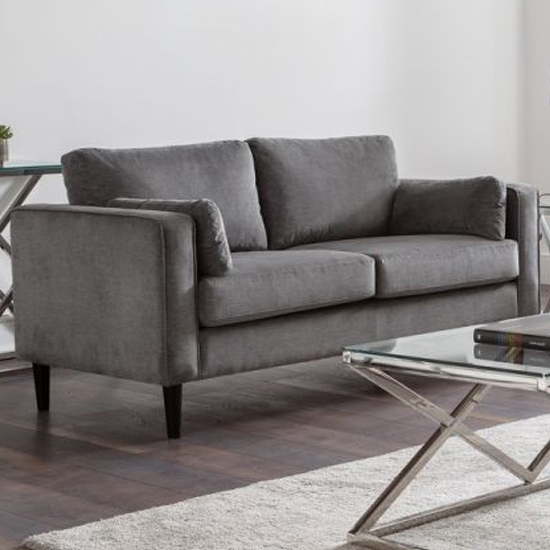 Read more about Hachi chenille fabric 2 seater sofa in dark grey