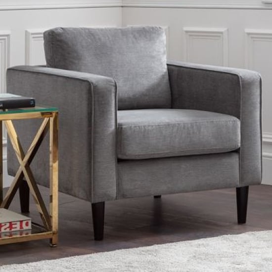 Product photograph of Hachi Chenille Fabric Armchair In Dark Grey from Furniture in Fashion