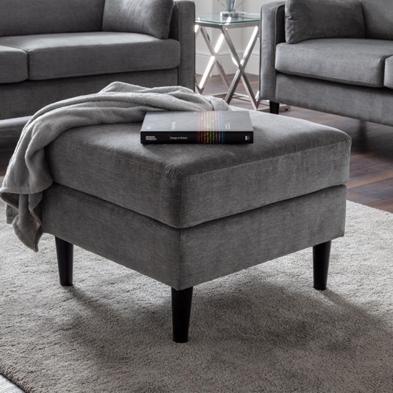 Product photograph of Hachi Chenille Fabric Ottoman In Dark Grey from Furniture in Fashion