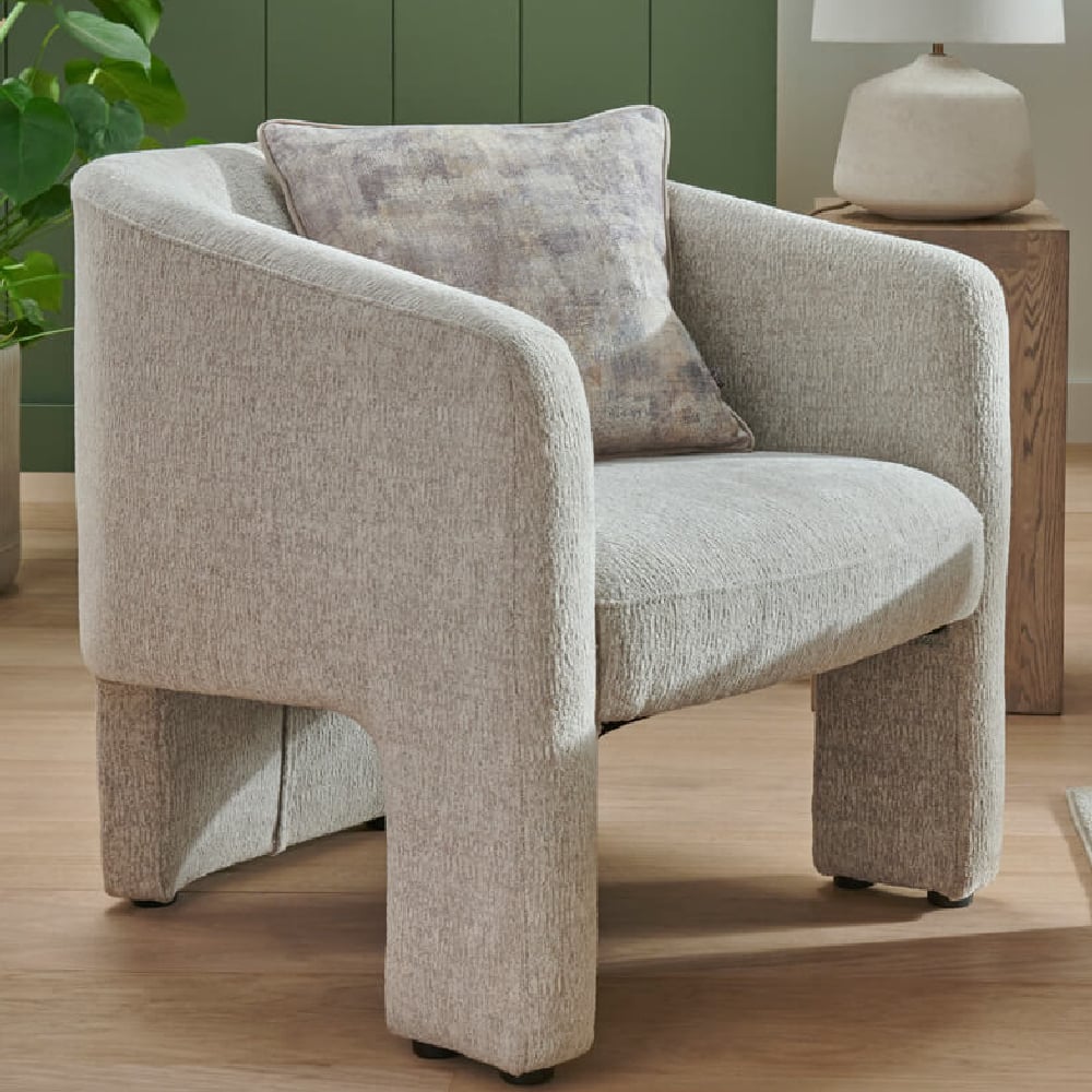 Read more about Hayward fabric accent chair with black legs in light grey