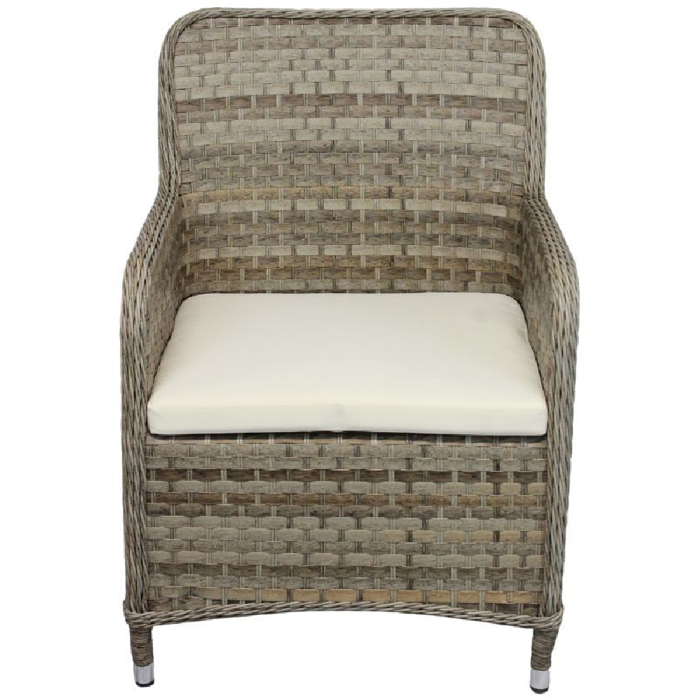 Hayward Rattan Arm Chair With Cream Cushion In Brown Weave