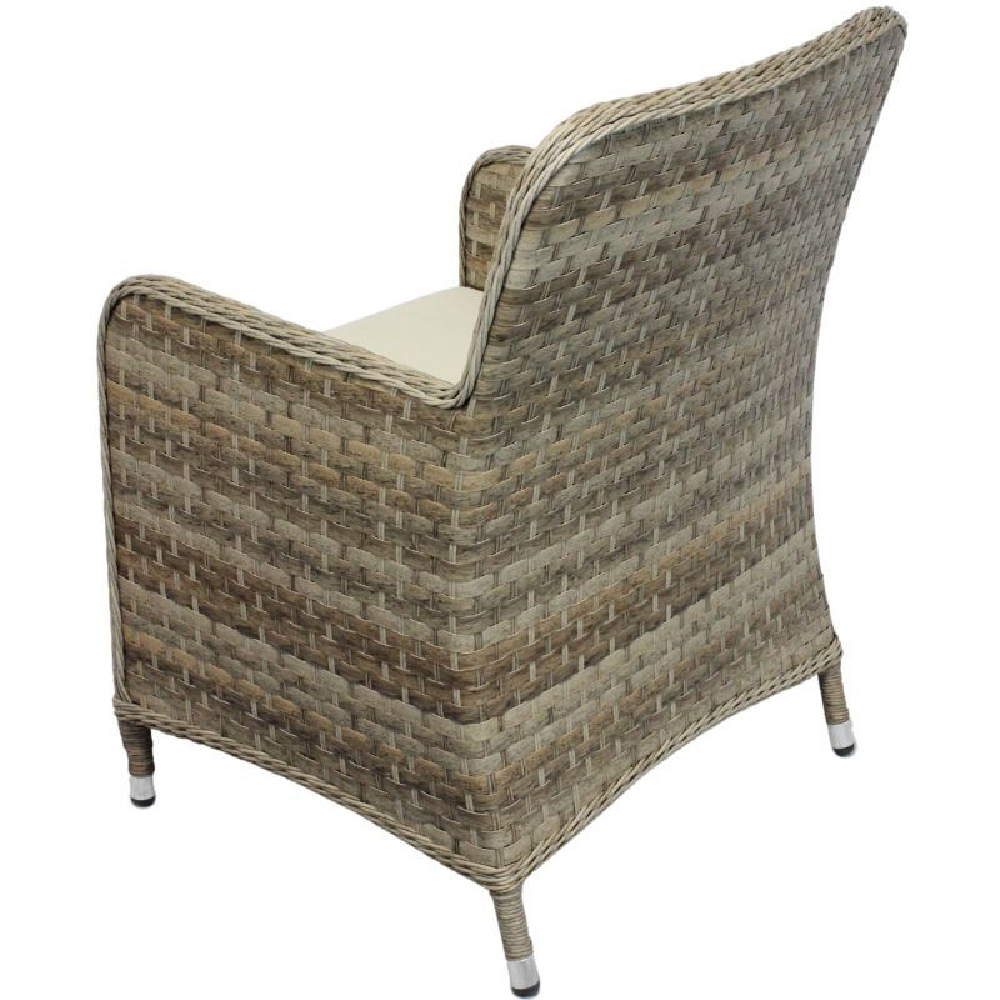 Hayward Rattan Arm Chair With Cream Cushion In Brown Weave