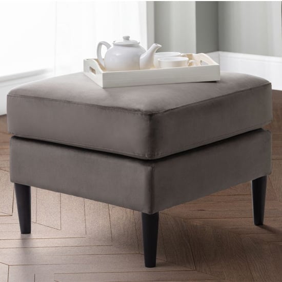 Product photograph of Hachi Truffle Velvet Ottoman In Grey from Furniture in Fashion