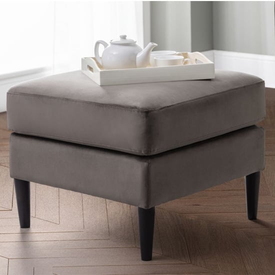 Photo of Hachi truffle velvet ottoman in grey