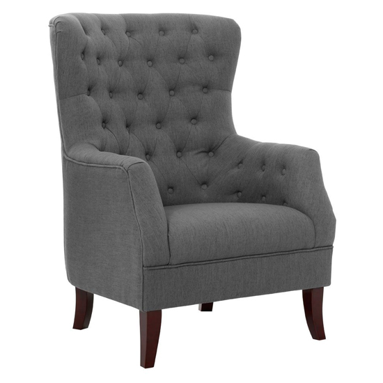Hayward Upholstered Linen Fabric Armchair In Grey