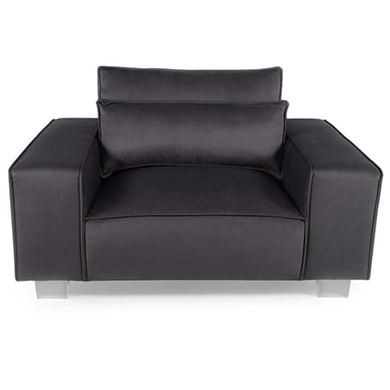 Hazel Fabric 1 Seater Sofa With Chrome Metal Legs In Steel