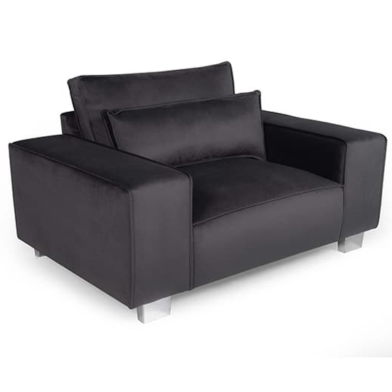 Product photograph of Hazel Fabric 1 Seater Sofa With Chrome Metal Legs In Steel from Furniture in Fashion