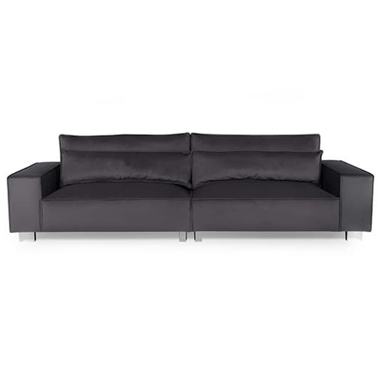 Hazel Fabric 4 Seater Sofa With Chrome Metal Legs In Steel