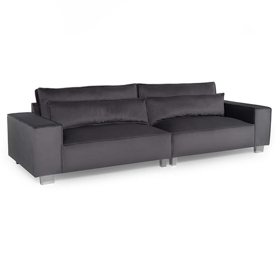 Product photograph of Hazel Fabric 4 Seater Sofa With Chrome Metal Legs In Steel from Furniture in Fashion