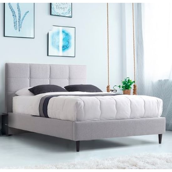 Product photograph of Hazel Velvet Fabric Double Bed In Linen from Furniture in Fashion