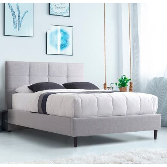 Product photograph of Hazel Velvet Fabric King Size Bed In Linen from Furniture in Fashion