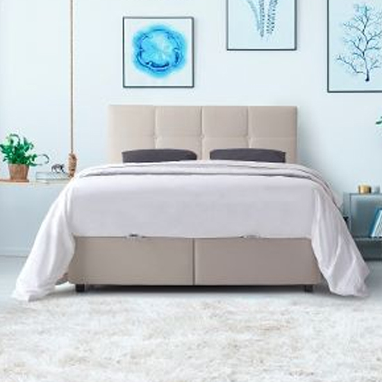 Hazel Velvet Fabric Storage King Size Bed In Grey