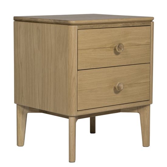 Read more about Hazel wooden bedside cabinet with 2 drawers in oak natural