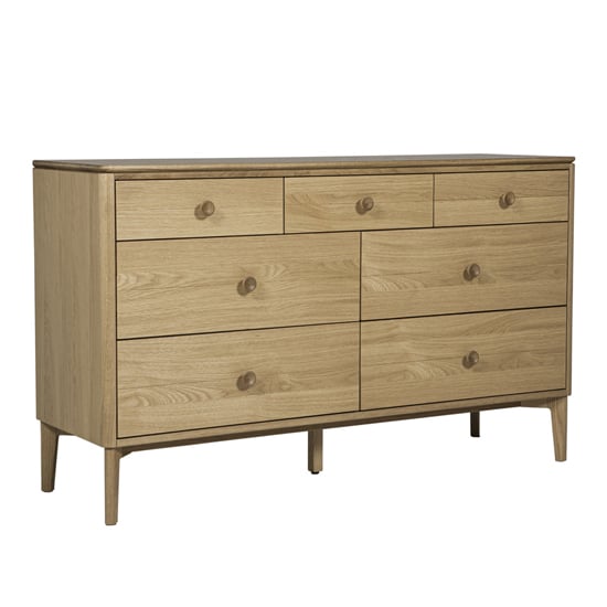 Product photograph of Hazel Wooden Chest 7 Drawers Wide In Oak Natural from Furniture in Fashion